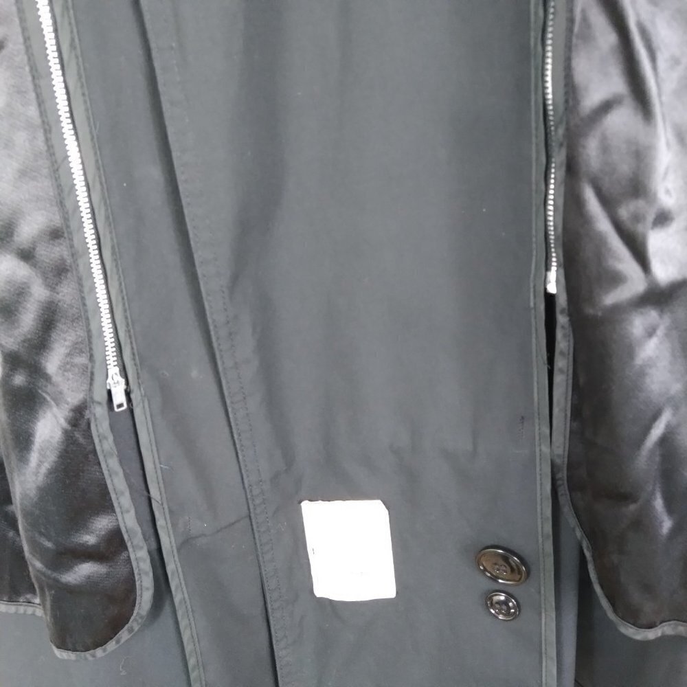 Y2K  Black Trench Coat Made In USA For Military Zip Out Lining Stylish Sz 38XS - Picture 14 of 15